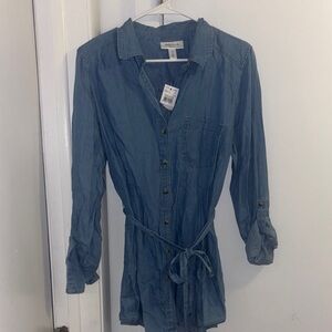 Madewell Chambray Shirt Dress with Tie